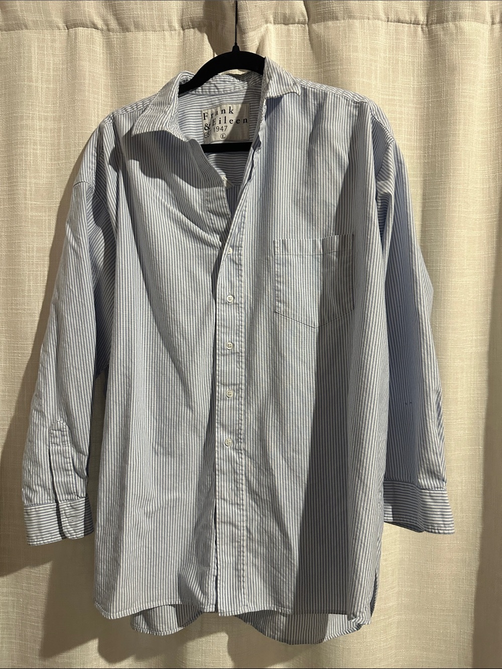 Frank & Eileen Blue and White Pinstripe Button-Down Shirt